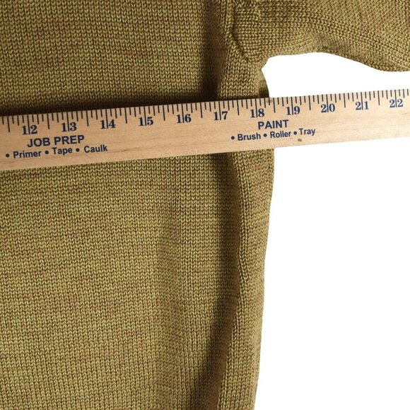 WoolOvers 100% Wool Crewneck Sweater Fits M Mustard Peas Heather Knit Pullover - Picture 5 of 7